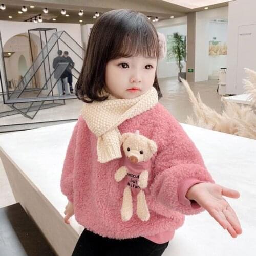 Autumn Winter Warm Fleece Children Pullover Sweater Coat Toddler Baby Girls Clothes Sweatshirt Thicken Fleece Tops Kids Clothes