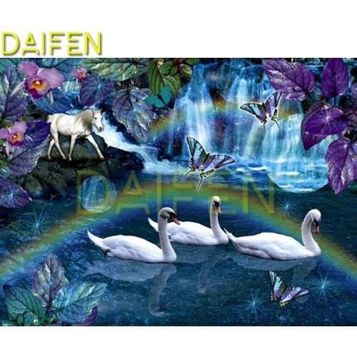 Full Round Diamond painting Cross stitch Lake Moon Fall DIY Diamond embroidery Full Square Diamond mosaic Swan Butterfly Unicorn