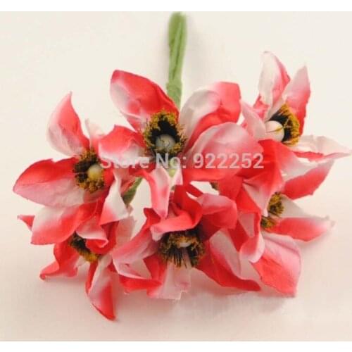 Hand made artificial mulberry paper mini lilies,diy craft scrapbooking accessories,decoration for party bouquet,hair garland