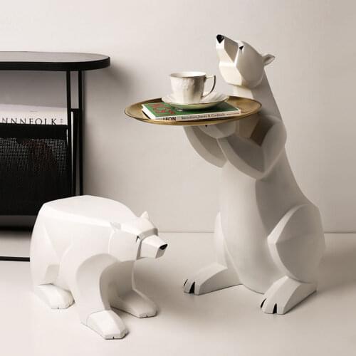 Nordic Home Decor Figurine Resin Geometric Bear Statue Bear Statue Shoe Stool Living Room Art Sculpture Modern Home Decoration