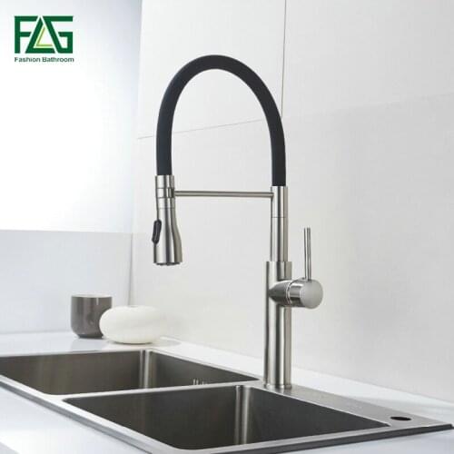 FLG Unique Design Kitchen Faucet Brass Kitchen Tap Rotate 360 Degrees Black Kitchen Sink Mixer Torneira Parede Rubinetti 301-33N