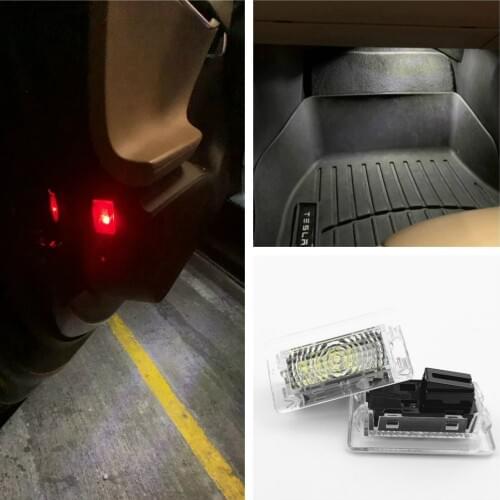 Ultra-bright WHITE LED (Clear Lens) High Output Interior Light Car Door Lamp Puddle Trunk Light Kit for Tesla Model 3 S X(2 PCS)