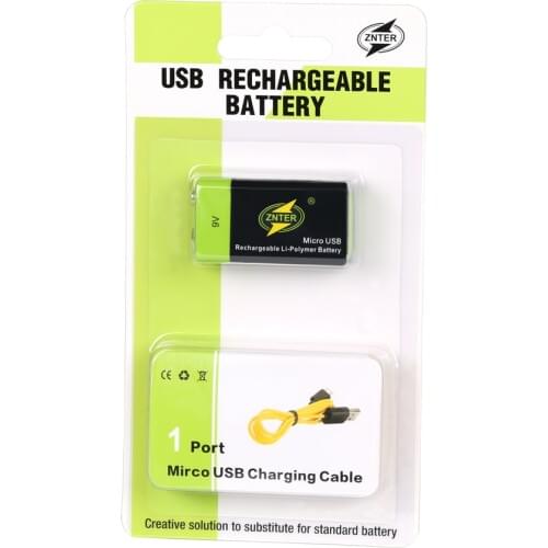 USB Rechargeable 9V Lipo Battery ZNTER S19 9V 600mAh RC Battery For microphone and RC Camera Drone Accessories with usb cable