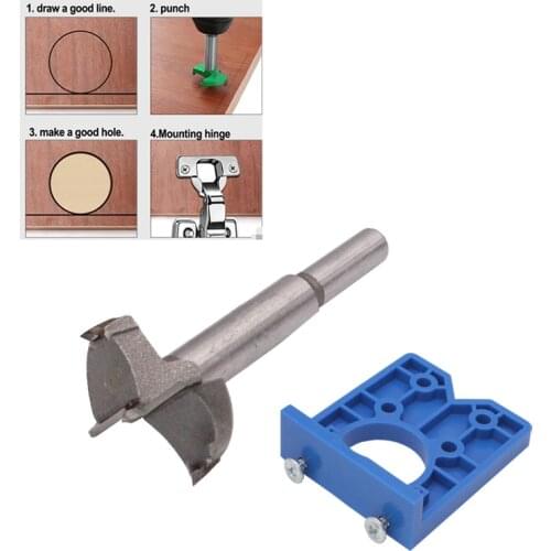 2pcs 35mm Drilling Jig Hole Opener + Drill Bit Drawer Home Woodworking Tools Template Hinge Hole Easily Carry