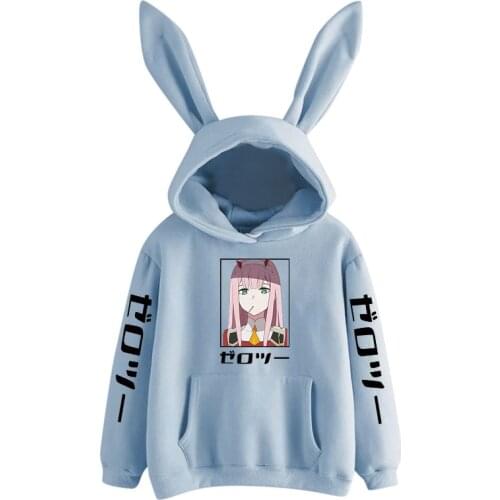 Anime darling in the franxx hoodie zero two Harajuku women girl kawaii cosplay rabbit Streetwear DL6