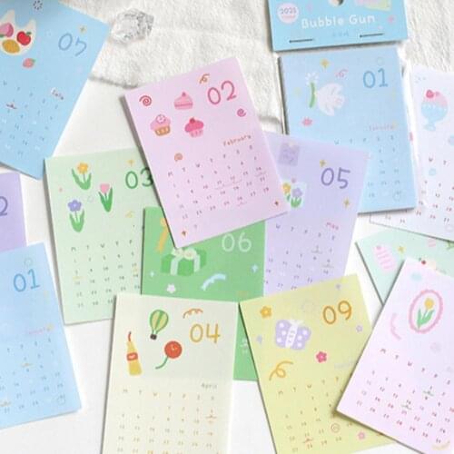 12PCS 2021 Calendar Card Set Wall Decorating Material Journals Planner Monthly Schedule Mark Agenda To Do List Stationery