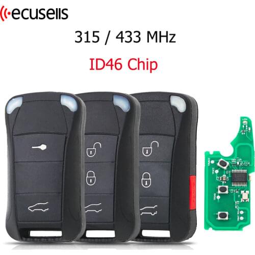 2 Button 3B 3+1/4 Button Remote Car Key Fob 315/433MHz ID46 Chip for-Porsche Cayenne 2004 2005 2006 2007 2008 2009 2010 2011