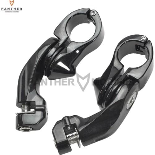 32mm 1.25" Black Chrome Motorcycle Foot Rests Short Angled Adjustable Highway Peg Mount Kit case for Harley Honda Yamaha Suzuki