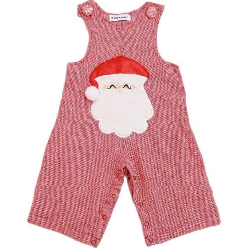 4 sets Doomagic Baby Sleeveless Santa Claus Bodysuit for Boy Christmas Bodysuit Baby Wear for Xmas