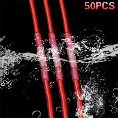 50PCS Solder Seal Wire Connectors Waterproof Heat Shrink Butt Connectors Electrical Wire Terminals Insulated Butt Splices
