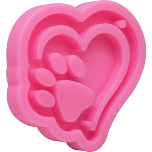 83XC Love Heart Bear Paw Keychain Casting Silicone Mould DIY Crafts Jewelry Pendant Making Tools Crystal Epoxy Resin Mold