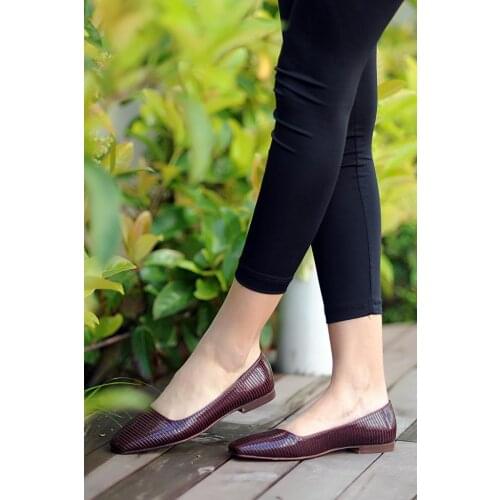 B4016-20BordoRugan Pink Potin Women Burgundy Patent Leather Shoes B4016-20