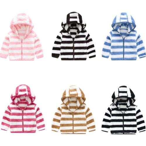 BabyOuting Homewear Autumn/Winter New European and American Fashion Striped Childrens Wool Sweater Jacket Boys and Girls Hoodie