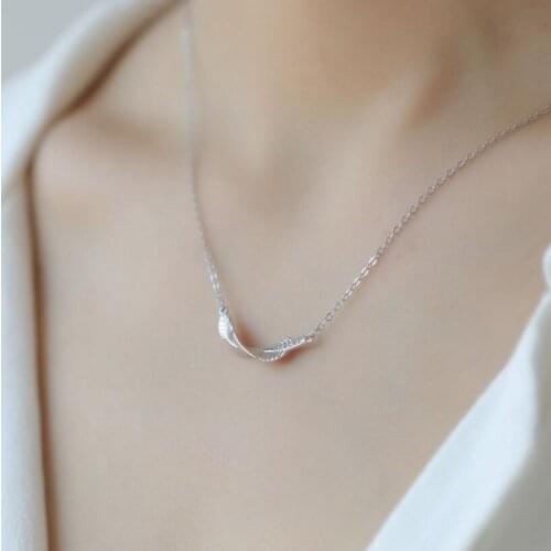 Bohemia Elegant Feather Pendant Necklaces Real 925 Sterling Silver Accessories Fine Jewelry For Women Birthday Party Gift