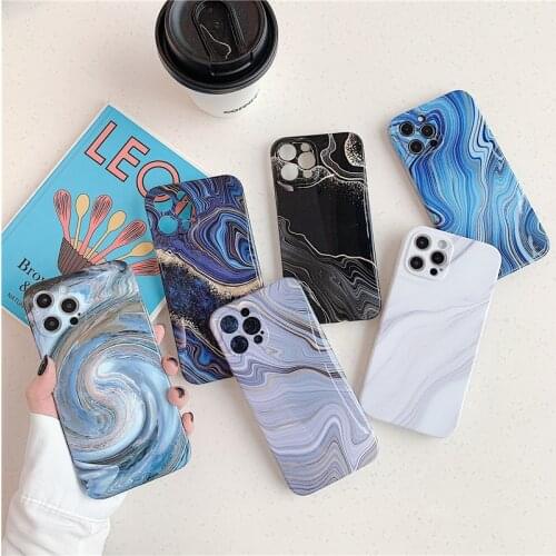 Ottwn For iPhone 12 Pro Max Case Marble Texture Stone Phone Case For 11 Pro Max X XR XS Max 7 8 Plus SE 2020 Soft IMD Back Cover