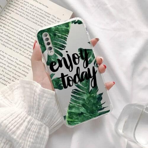 Green Plant leaf pattern Phone Case Transparent for Redmi note cc K 30 10 20 8 9 8 S E T X PRO cover funda shell