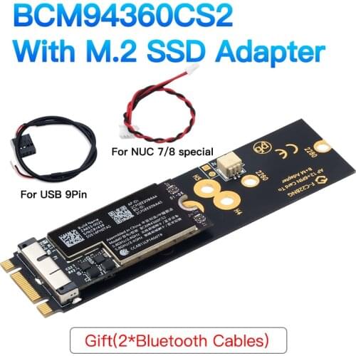 Dual Band BCM94360CS2 Hackintosh macOS Wifi Card 12+6 Pin Bluetooth WiFi Wireless Card Module to M.2 NGFF Key M Adapter for Mac