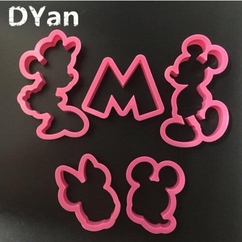 Micini Minnie Set Of 5 Cookies Cut Plastic Cookie Mold Baking Mould Fondant Printing Cutting Die A1177