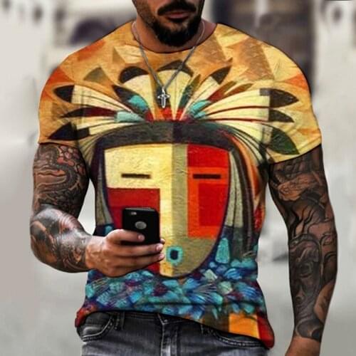 Summer Mens Printing Trend Fashion Casual 3d Digital Printing Trend T-shirt Clothing Printing Trend New Style Breathable Sports