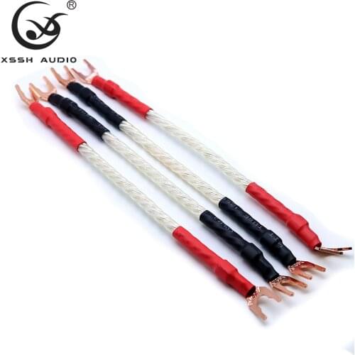 Jumper Bi Wire HiFi YIVIO XSSH Audio Shield Pure Silver Hifi Data U Y Banana Spade to Spade Speaker Cable Bi-Wire Cord