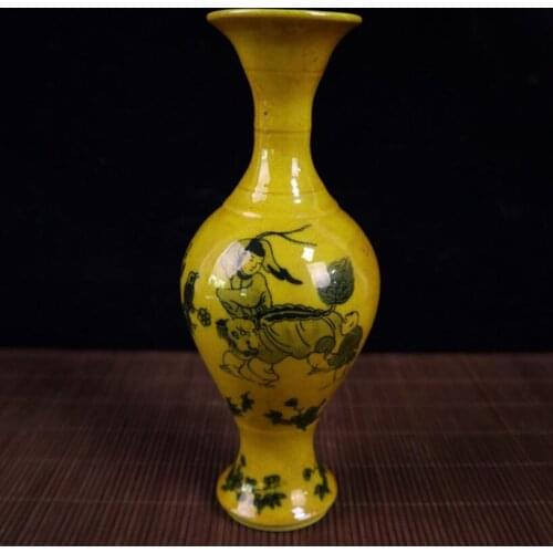 China Yellow glaze ceramic vase crafts statue