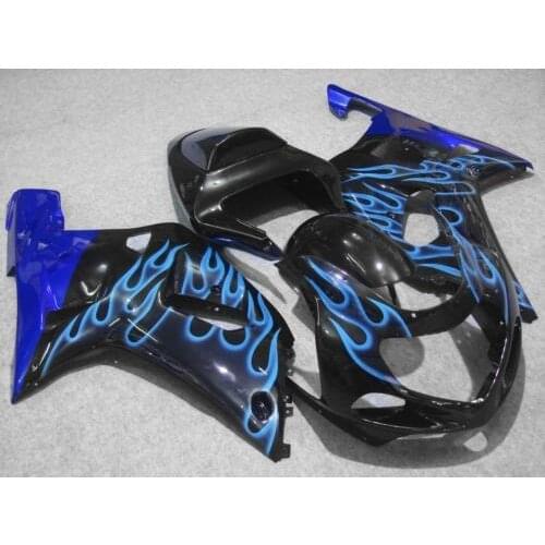 Custom Fairing kit for SUZUKI GSXR600 750 K1 01 02 03 GSXR 600 GSXR 750 2001 2002 2003 ABS blue flames Fairings set+7gifts SK30