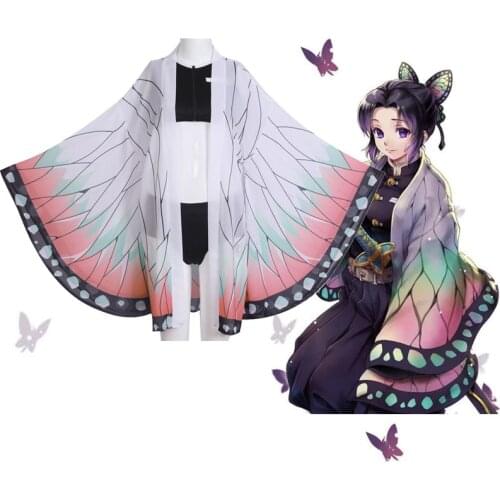 Demon Slayer Cosplay Kimetsu No Yaiba Kochou Shinobu Two Piece V Neck Bathing Suit Bikini Swimsuit Party Sheer Kimono Cardigan