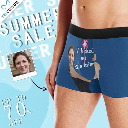 M Yescustom Custom Face Mens Print Boxer Personalize Photo Briefs Valentines Day Wedding Husband Gift Cotton Casual Underwear