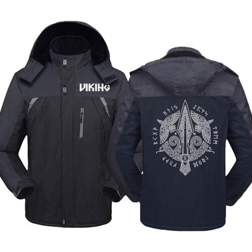 Men Winter Odin Vikings Viking Berserker Jacket Windbreaker Waterproof Warm Outdoor Cold-Proof Mountaineering Clothing Coat