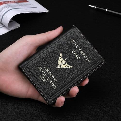 Men Wallet Retro Short Genuine Leather Ultra Thin Slim Small Card Holders Wallet with Note Compartment PL185158