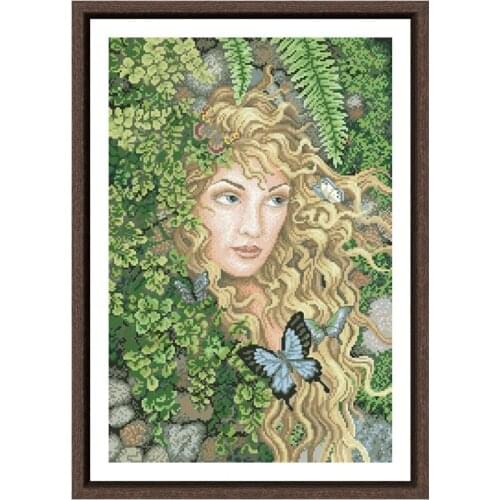 Maiden hair counted cross-stitch kit plant embroidery needlework 18ct 14ct 11ct white cloth DIY handmade