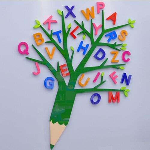 Kindergarten Ring Creation Stickers Teacher Class Wall Decoration Wallpaper Stickers School Entrance Wall Sticker 3D Acrylic Mat
