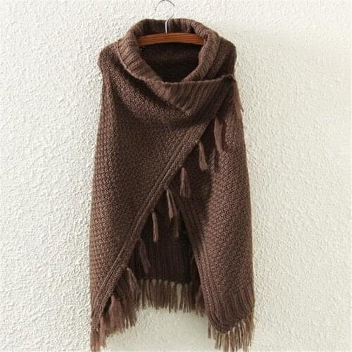 Neploe 2021 New Korean Cardigans Tops Women Casual Loose Irregular Tassel Cape Poncho Plus Size Pull Femme Shawl Knitted Sweater