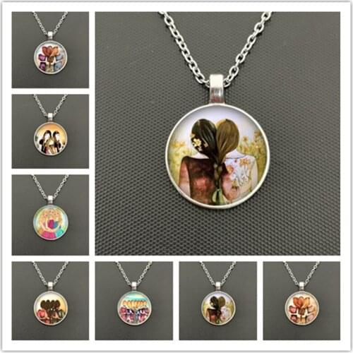 New arrival three sisters best friend necklace fashion jewelry art best friend glass dome friendship gift necklace