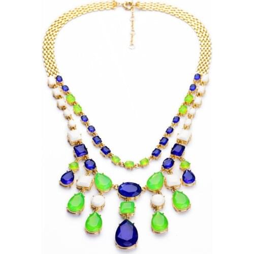 Bulk Price Colorful Jewelry of the Most Popular Resin Glass Popcoin Chain Shiny Gold Color Pendant Long Necklace