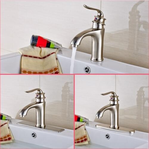 Luxury Stainless Steel Nickel Brushed Countertop Bathroom Sink Faucet Hot and Cold Water Mixer Tap