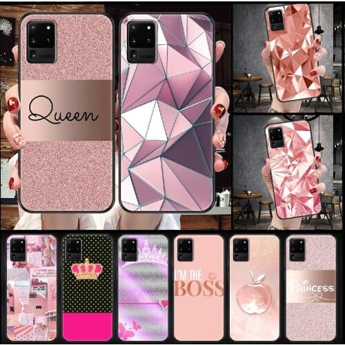 Pink Princess Queen Phone case For Samsung Galaxy Note 4 8 9 10 20 S8 S9 S10 S10E S20 Plus UITRA Ultra black soft funda luxury
