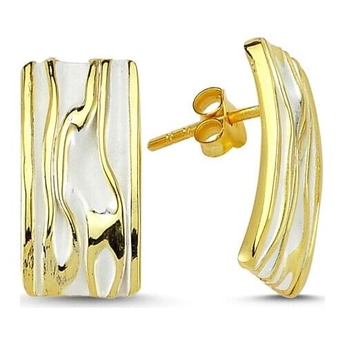 Silverlina Silver Sterling Rectangular Wrinkled Earrings