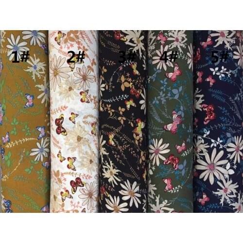 145cm width Paris pearl Chiffon fabric butterfly flowers pattern for skirt suit-dress CH-1202