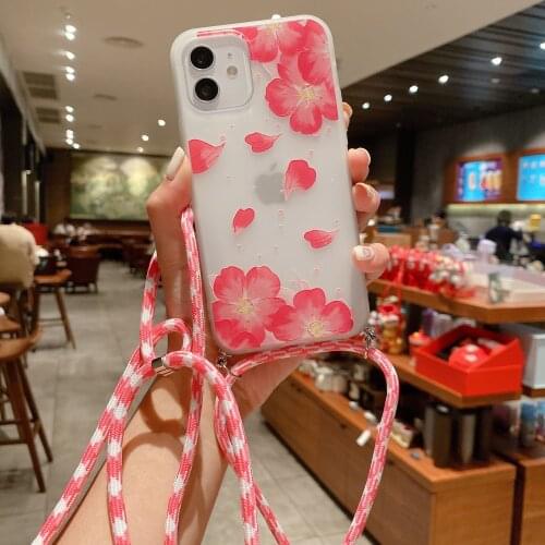 Luxury Transparent Shockproof Silicone Case For iPhone 11 X Xr Xs Max Case 12 11 Pro Max 8 7 6s Plus SE Case Lanyard phone case