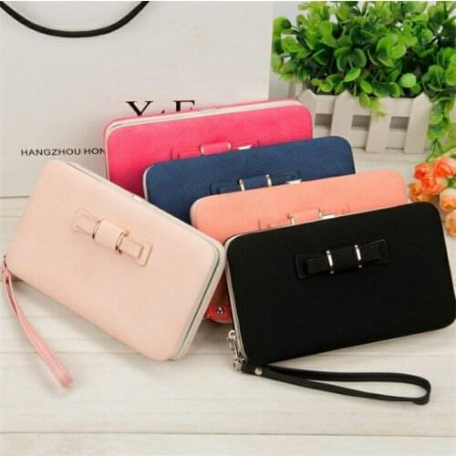 Women Bows Wallets Medium Long Section Purses Brand Credit Card Holder Women Clutch Coin Purse Cellphone Pocket Gifts Money Bags
