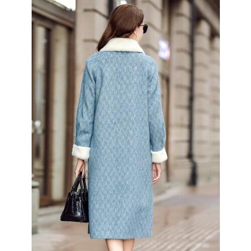 Coat Winter Women Real Wool Coat Female Mink Fur Collar Alpaca Jacket Women Clothes 2020 Woolen Coats Manteau Femme MY en s