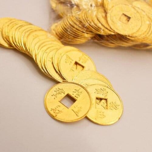 10pc Chinese Good Luck Coins Attract Crafts Wealth Success Fortune Golden Copper Alloy decoration Accessories