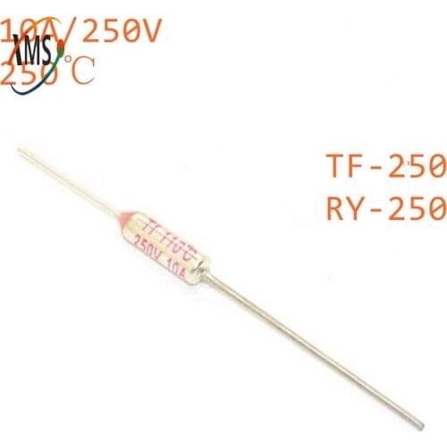 100pcs/lot RY Micro thermal fuse 10A250V 250 Degrees 250 C Mini temp fuse metal shell Thermal Cutoff