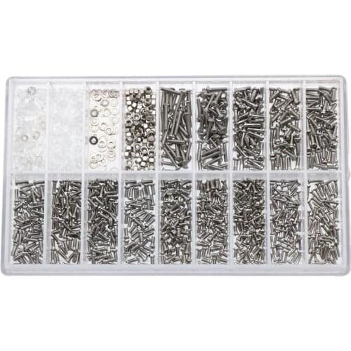 1000pcs/set Micro Screws Set for Eyeglass Sun glass Spectacles Watch Screws Mini Screws Nail Nut Assortment Kit Repair screws