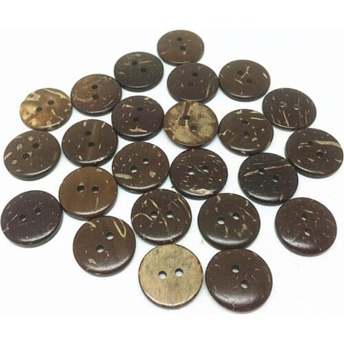 200pcs 15MM Brown Coconut Shell 2-Hole Sewing Buttons Round Natural Button Scrapbooking