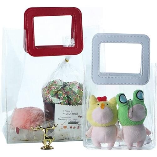 2021 Transparent PVC Handbags Tote Bag For Women Shopping Plastic Clear Bag Large Capacity Travel Beach Wedding Gift Bag
