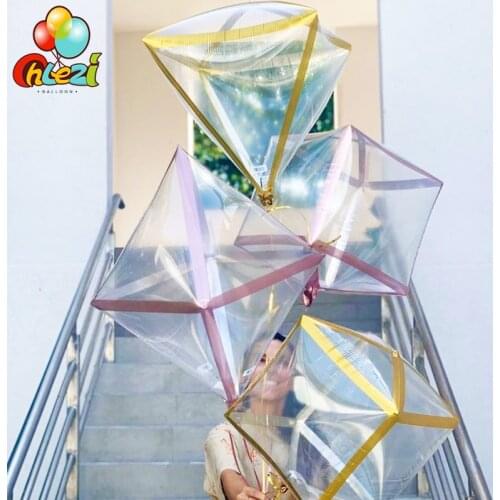 22inch transparent diamond balloon Square wire frame golden rose gold Foil ballon Photo props Wedding birthday party decoration