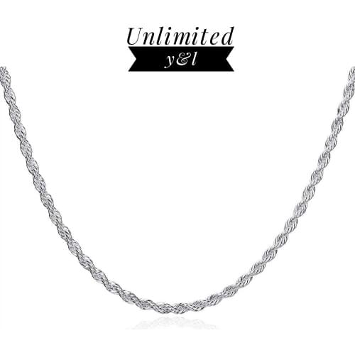 3MM Twisted Chains Necklaces for Women Men Trendy Style Basic Link Chain DIY Necklace Accessories Fashion 925 Silver Jewelry