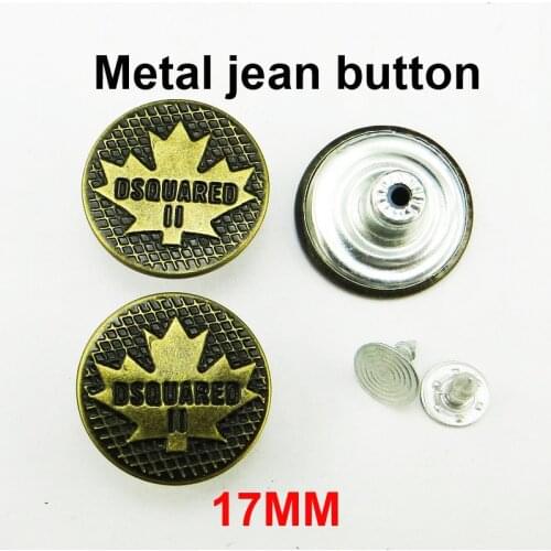50PCS Bronze tome Metal Brand Leaf Jeans Button Decoration Garment Trousers Buttons Sewing Clothes Accessory JMB-3114